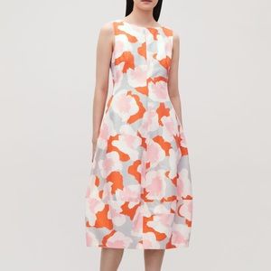 Cos Midi dress in Pink, Orange, Grey print